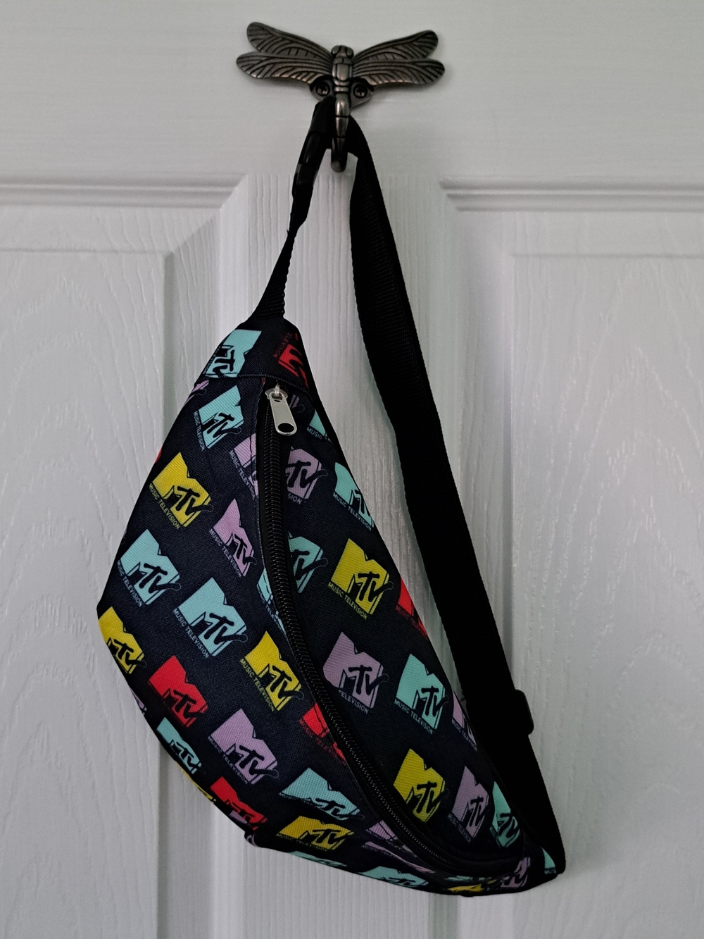 MTV Black Multicolor Logo Belt Bag